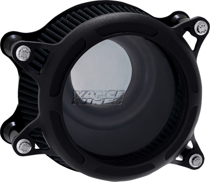 Vance & Hines VO2 Insight Air Intake Kit in black wrinkle finish for motorcycle engines, showcasing the sleek, streamlined design.