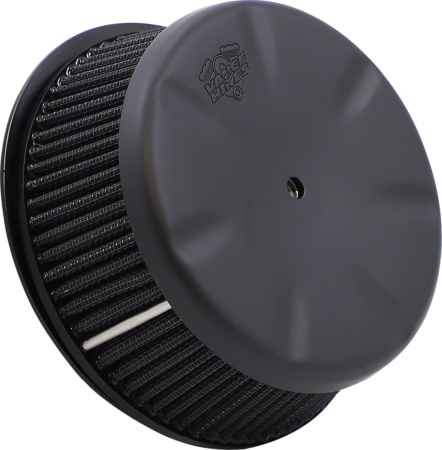 Vance & Hines VO2 Eliminator air intake kit in matte black for motorcycle, showing the sleek, aerodynamic design.