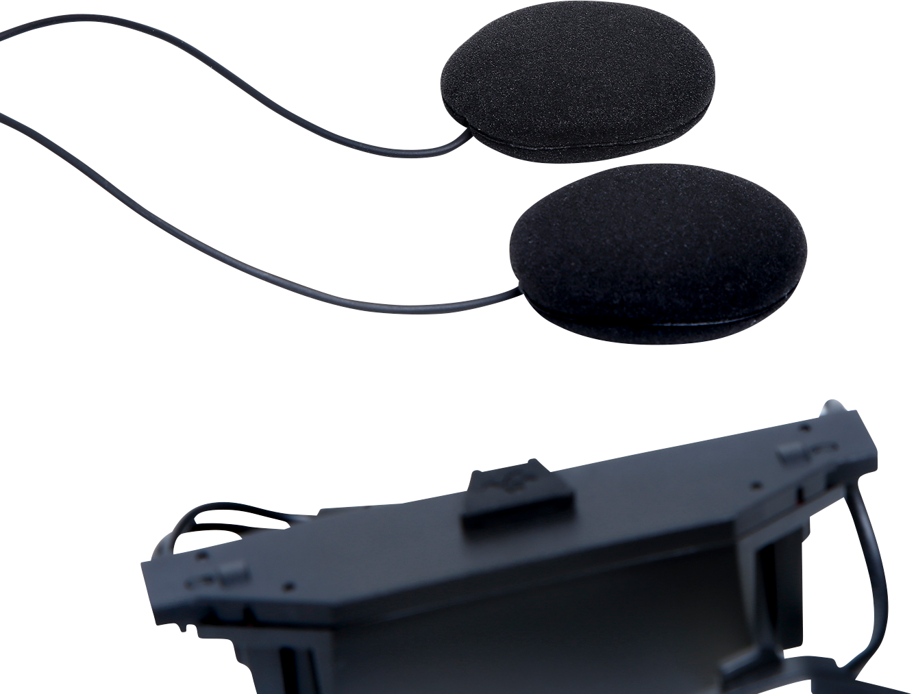 AGV speakers for Insyde Communication System, part #20KIT93040001, showing two black audio speakers with mounting brackets.