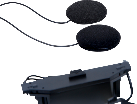 AGV speakers for Insyde Communication System, part #20KIT93040001, showing two black audio speakers with mounting brackets.