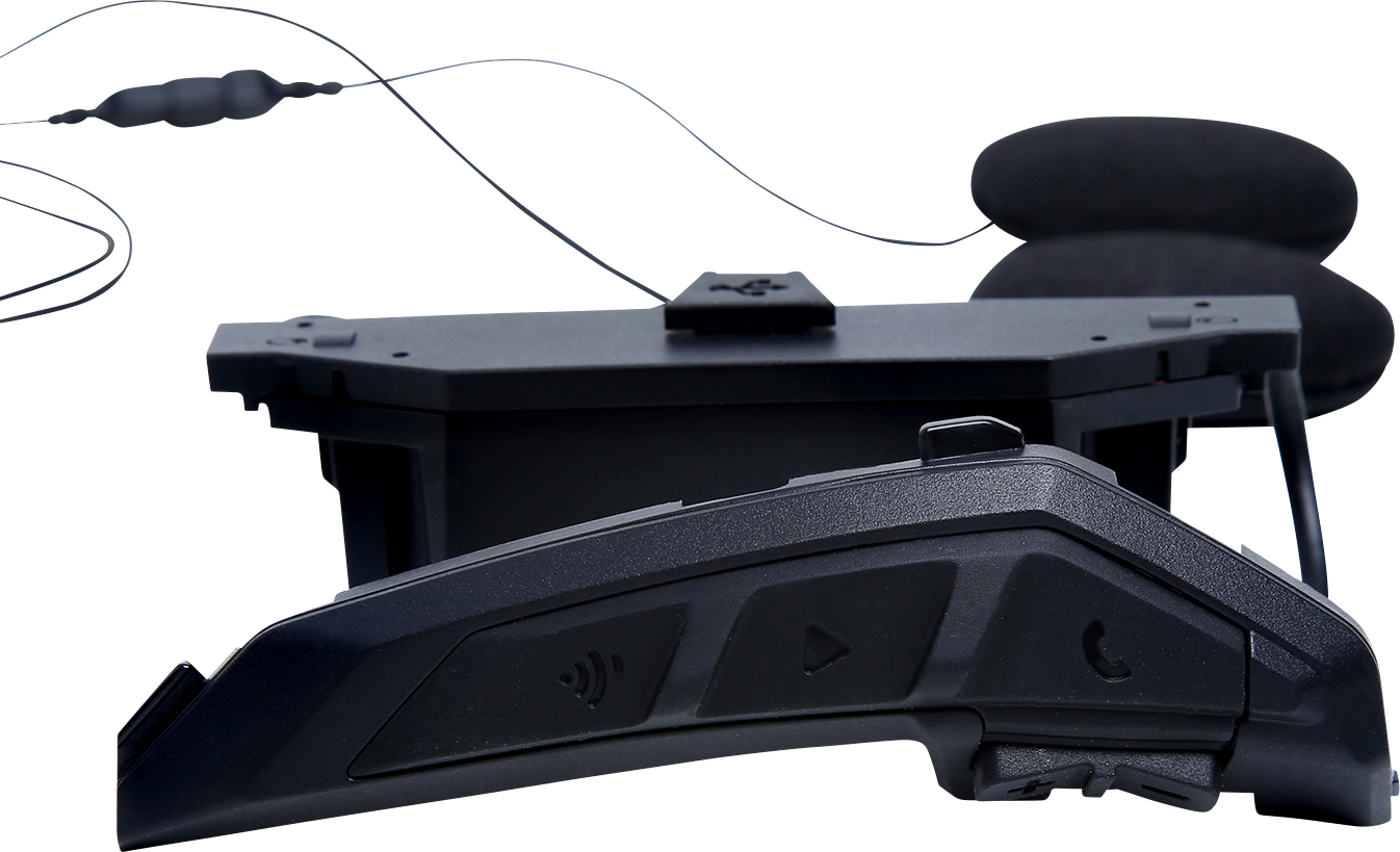 AGV speakers for Insyde communication system, part #20KIT93040001, showing two black speakers with mounting brackets.