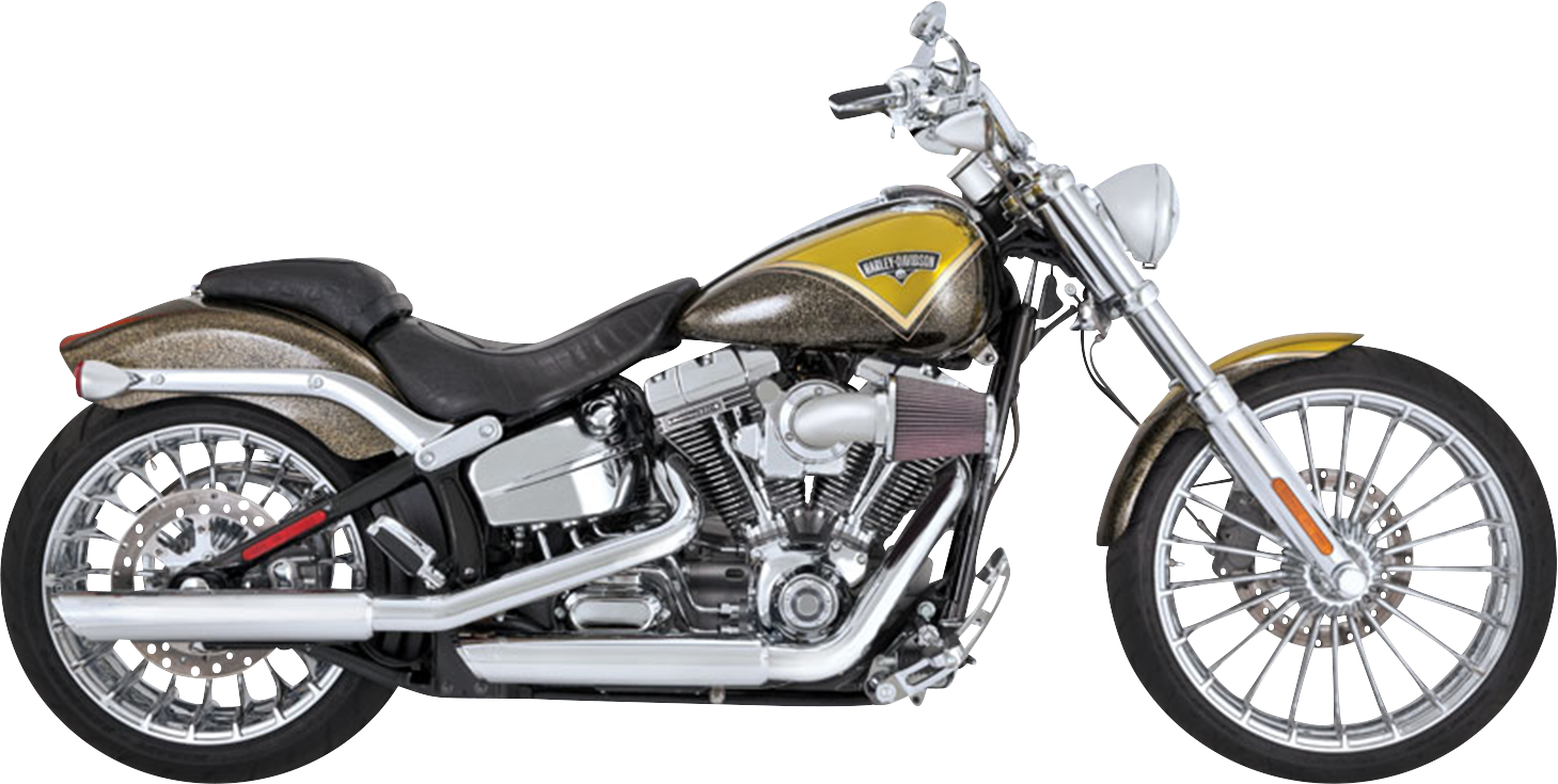 Chrome Vance & Hines 3-inch Twin Slash Slip-On Muffler for motorcycle, showcasing the shiny, twin slash design.