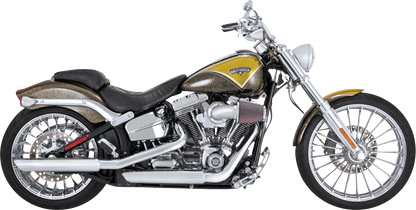 Chrome Vance & Hines 3-inch Twin Slash Slip-On Muffler for motorcycle, showcasing the shiny, twin slash design.