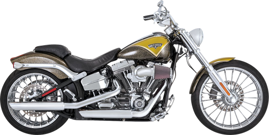 Chrome Vance & Hines 3-inch Twin Slash Slip-On Muffler for motorcycle, showcasing the shiny, twin slash design.