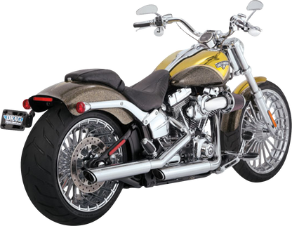 Chrome Vance & Hines 3-inch Twin Slash Slip-On Muffler for motorcycle with polished chrome finish