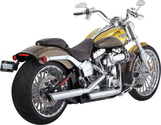Chrome Vance & Hines 3-inch Twin Slash Slip-On Muffler for motorcycle with polished chrome finish