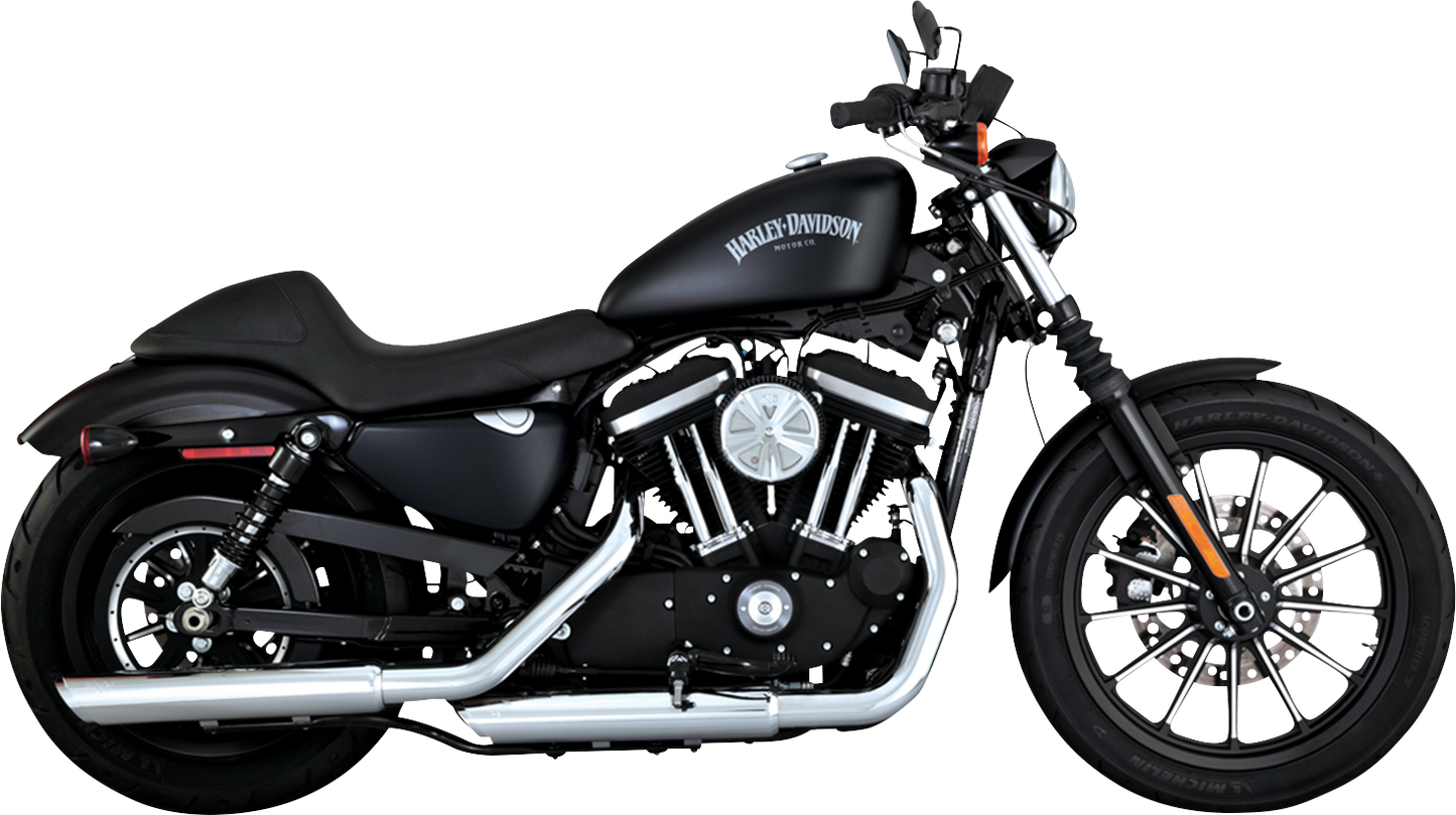 Chrome Vance & Hines 3-inch Twin Slash Slip-On Muffler for motorcycle, showcasing the polished chrome finish and twin slash design.