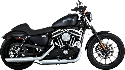 Chrome Vance & Hines 3-inch Twin Slash Slip-On Muffler for motorcycle, showcasing the polished chrome finish and twin slash design.