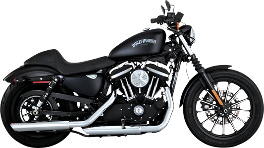 Chrome Vance & Hines 3-inch Twin Slash Slip-On Muffler for motorcycle, showcasing the polished chrome finish and twin slash design.