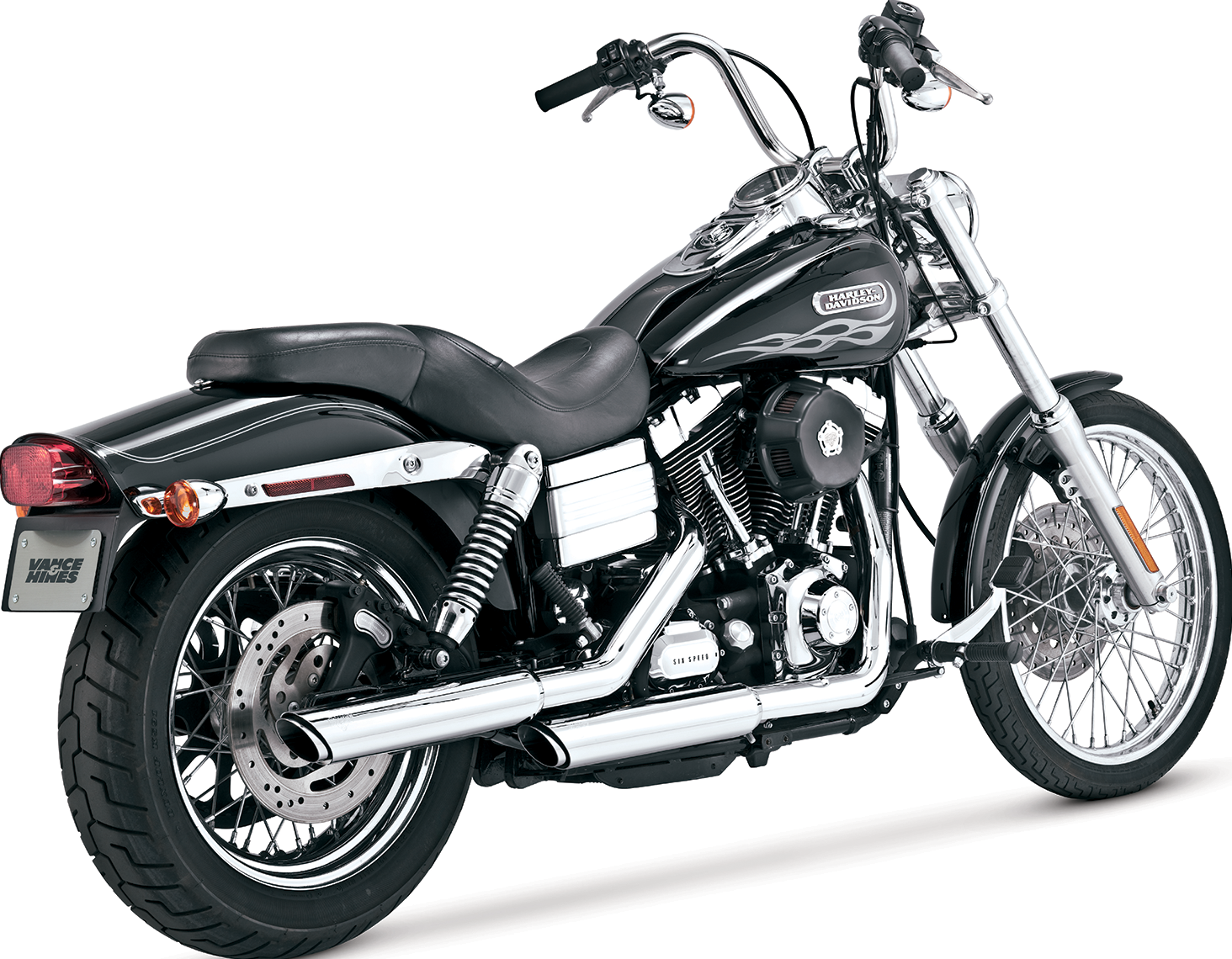 Chrome Vance & Hines 16337 3-Inch Twin Slash Slip-On Muffler for motorcycle exhaust system.