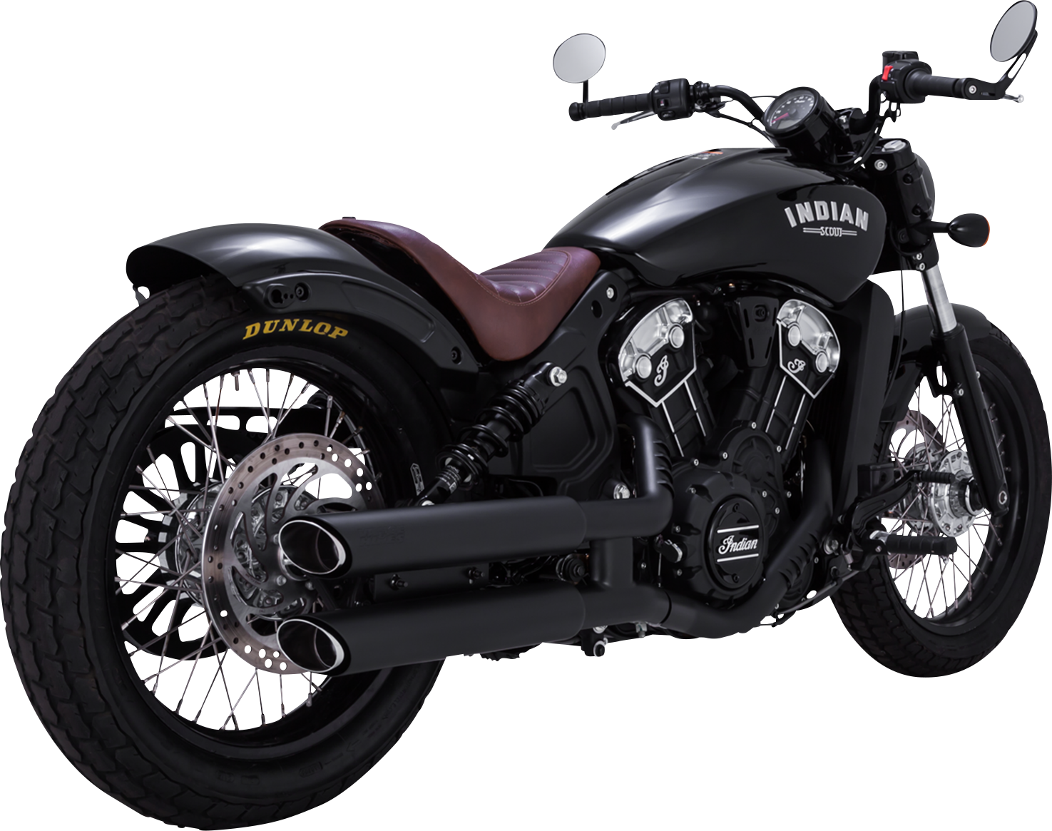 Vance & Hines 3-inch Twin Slash Slip-On Mufflers in black with PCX technology for Harley Davidson motorcycles.