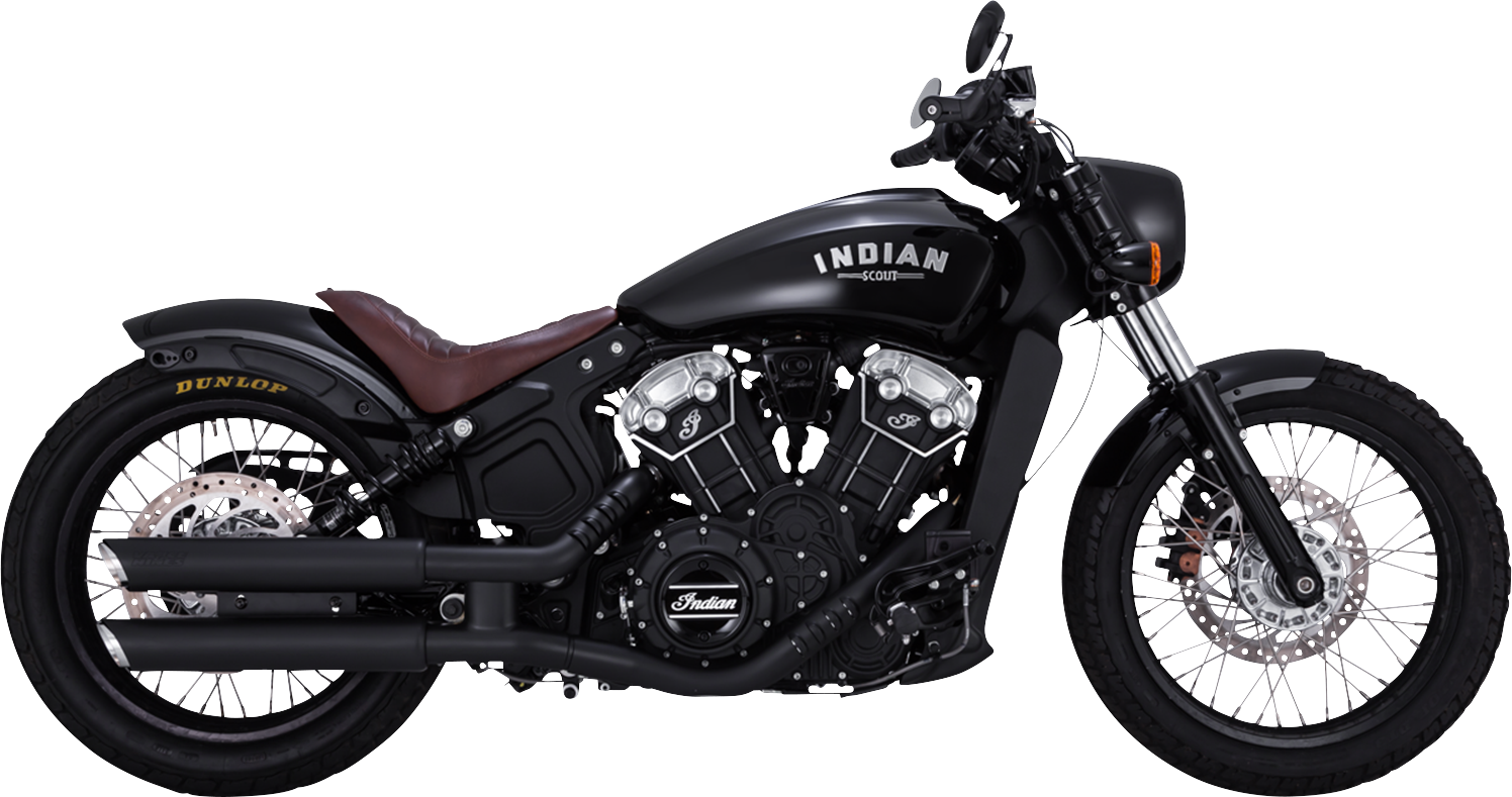 VANCE & HINES 3-inch Twin Slash Slip-On Mufflers in black with PCX technology for Harley Davidson motorcycles.