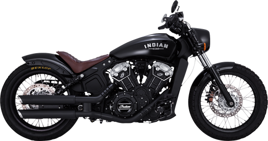 VANCE & HINES 3-inch Twin Slash Slip-On Mufflers in black with PCX technology for Harley Davidson motorcycles.