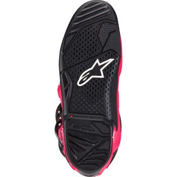Alpinestars Tech 7 motocross boots in Diva Pink and Black with US size 8, featuring sturdy design and protective features.