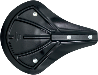 Uncovered BILTWELL Solo Seat Pan with foam for motorcycle, showcasing the black seat pan and foam padding.