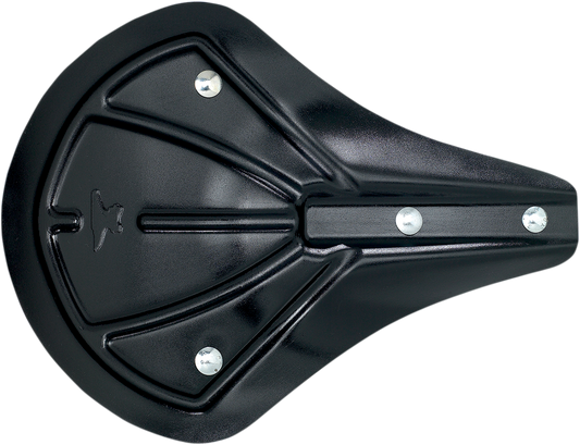 Uncovered BILTWELL Solo Seat Pan with foam for motorcycle, showcasing the black seat pan and foam padding.