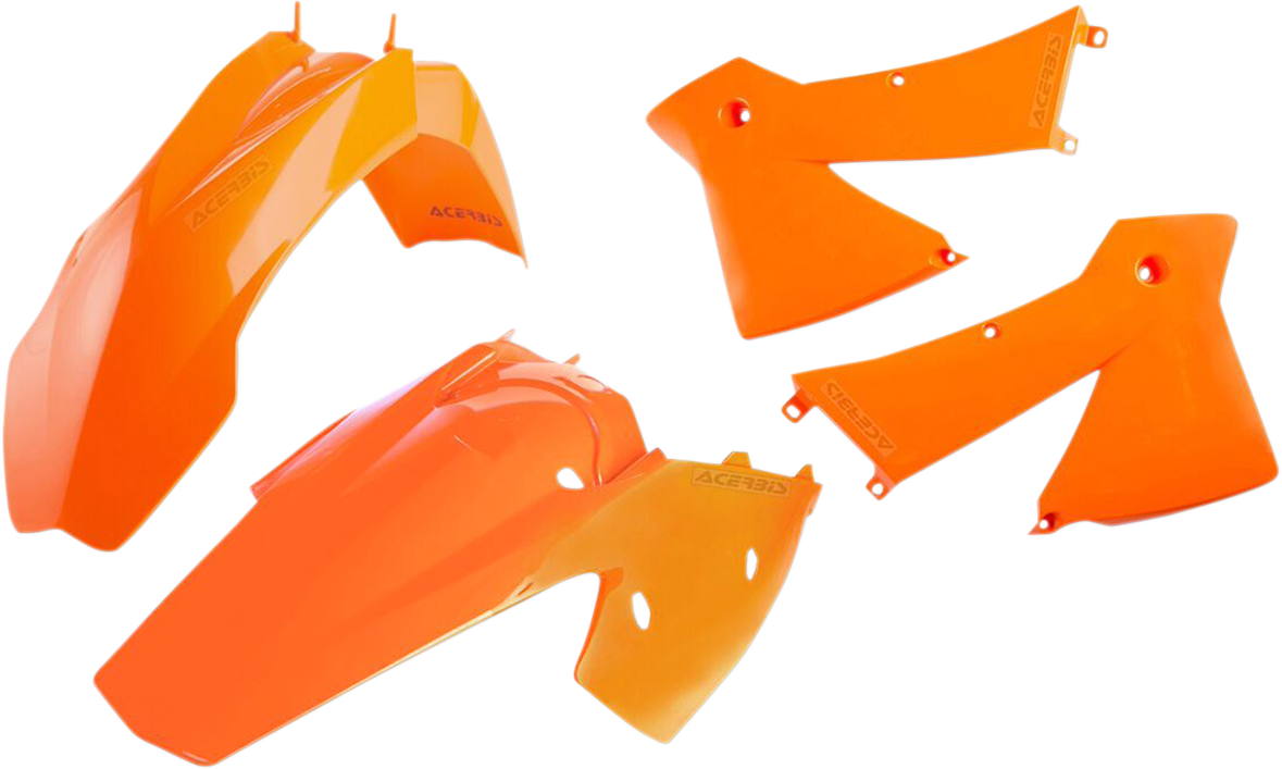 ACERBIS Standard Replacement Body Kit for motorcycles, OEM 2041140245, shown with body panels and parts in black and gray.