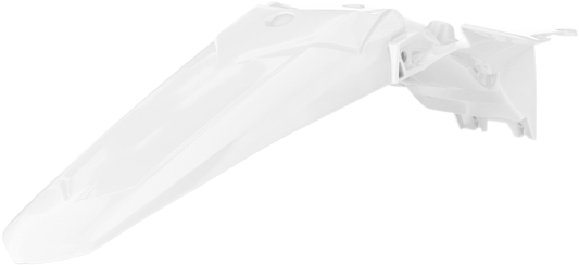 Acerbis white rear fender for motorcycles, shown in a close-up image highlighting the body and sleek design.