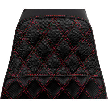 SADDLEMEN Pro Series SDC Performance Seat - Carbon Fiber/Lumbar Gripper - Red Stitch - Dyna '06-'17 SC80604RED - Howling Moto