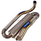 Over Racing titanium exhaust for Honda Monkey 125 and DAX 125, full spiral design, lightweight motorcycle exhaust system.