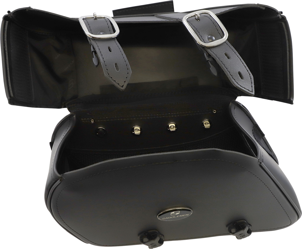 Bill's Exhausts SADDLEMEN Drifter Slant Saddlebags large 3501-0319 for motorcycle seats, shown mounted on bike.