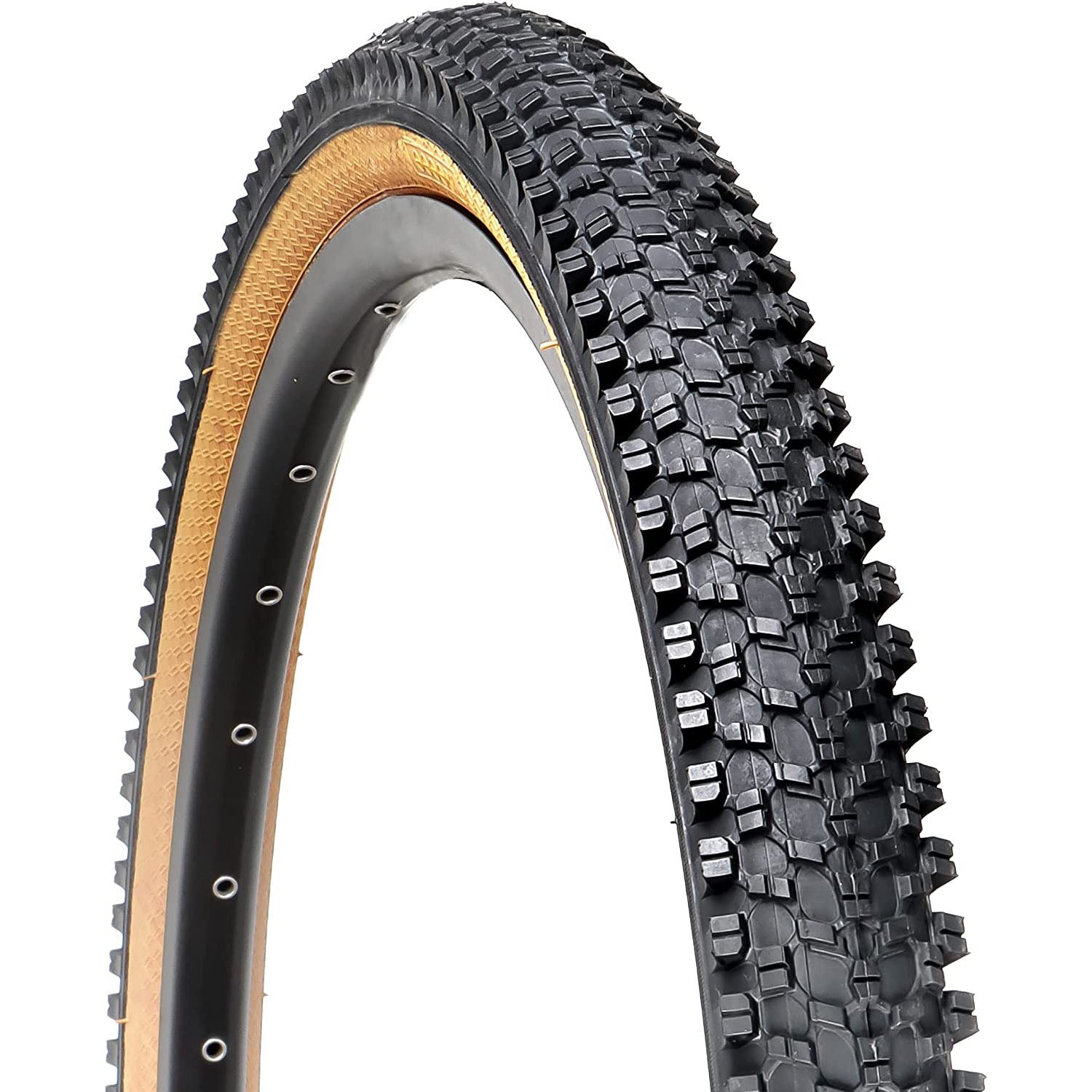 Hycline CrossBand Brown Wall mountain bike tire, 26-inch by 1.95-inch, with Kevlar sidewall for durability and puncture resistance.