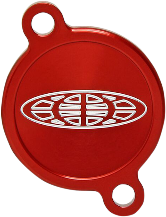 PRO CIRCUIT Kawasaki PC4009-0015 oil filter cover in aircraft-grade aluminum with mirror finish and anodized coating.
