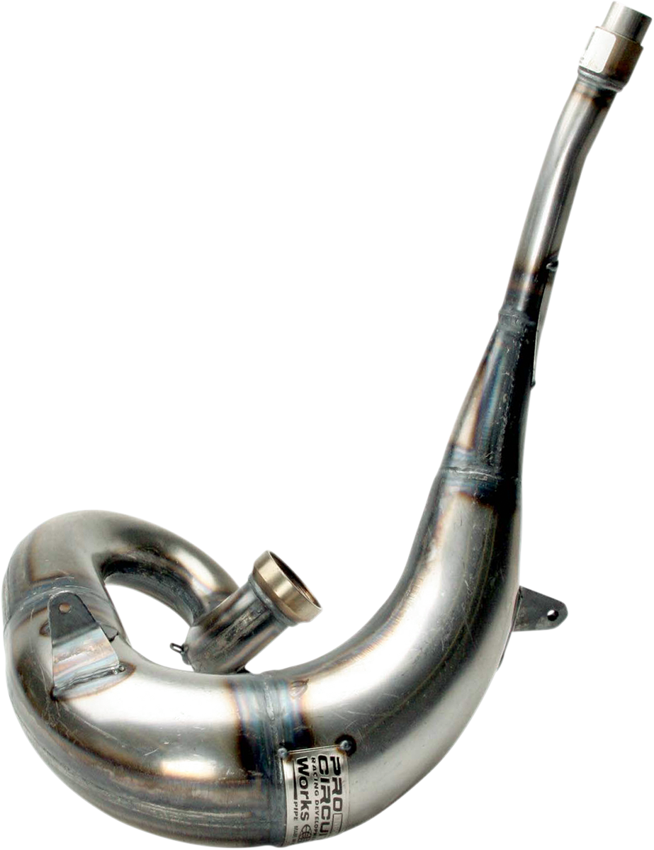 Pro Circuit Works Pipe PK05250 motorcycle exhaust system with bare metal finish, showcasing its high-performance design and sleek metal look.