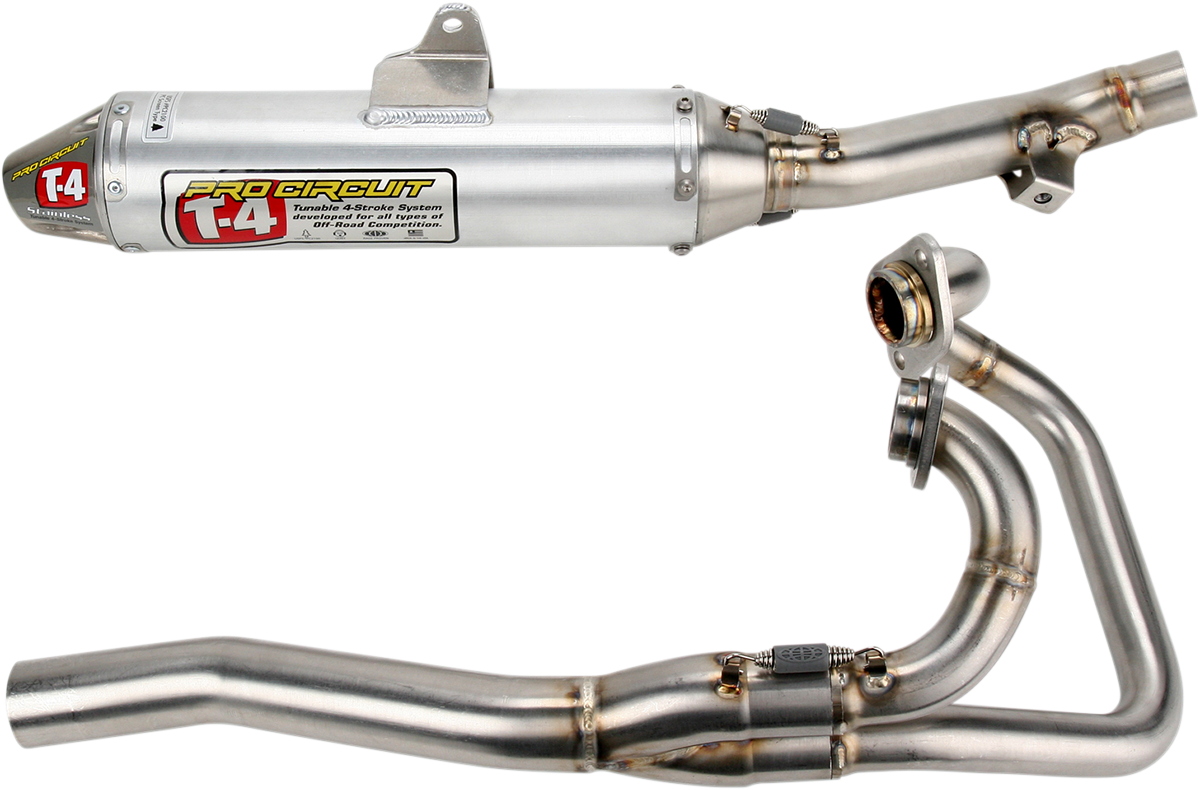 Pro Circuit T-4 exhaust system for enhanced motorcycle performance, featuring durable stainless steel construction and sleek design.