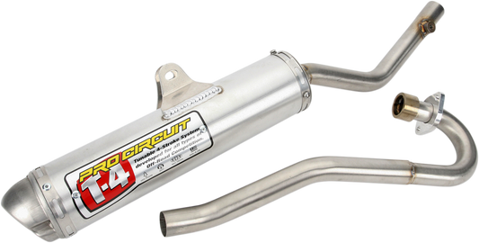 Pro Circuit T-4 exhaust system for off-road and racing vehicles, showing the stainless steel muffler and pipe assembly.