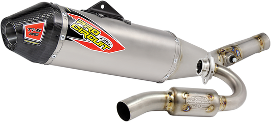 Pro Circuit Ti-6 Pro Exhaust System for AMA Supercross and Motocross bikes, showcasing the titanium construction and sleek design.