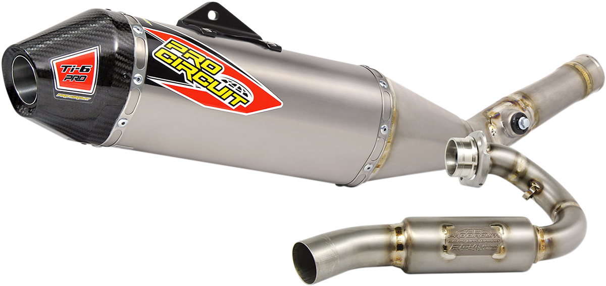 Pro Circuit Ti-6 Pro Exhaust System for AMA Supercross and Motocross racing, featuring sleek titanium design and polished finish.