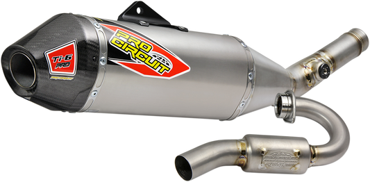 Pro Circuit Ti-6 Pro exhaust system for AMA Supercross and Motocross, showcasing the lightweight titanium design and polished finish.