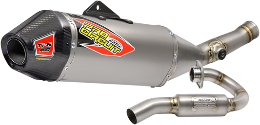 Pro Circuit Ti-6 Pro Exhaust System for AMA Supercross and Motocross, showcasing the lightweight titanium design and polished finish.