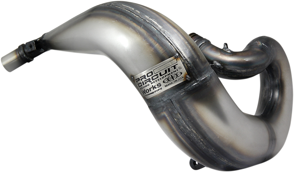 Pro Circuit Works Pipe motorcycle exhaust in bare metal finish, high-performance muffler for motocross and off-road bikes