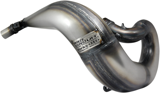 Pro Circuit Works Pipe motorcycle exhaust in bare metal finish, high-performance muffler for motocross and off-road bikes