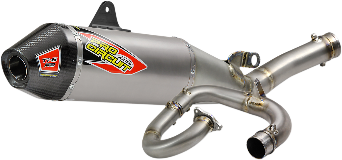 Pro Circuit Ti-6 Pro titanium exhaust system for AMA Supercross and Motocross, showcasing the sleek, high-performance motorcycle exhaust.