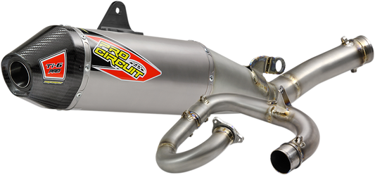Pro Circuit Ti-6 Pro titanium exhaust system for AMA Supercross and Motocross, showcasing the sleek, high-performance motorcycle exhaust.