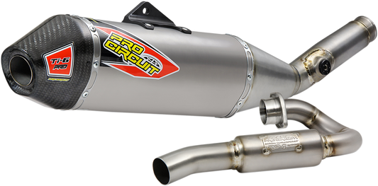 Pro Circuit Ti-6 Pro exhaust system for AMA Supercross and Motocross, lightweight titanium construction with polished finish.