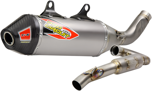 Pro Circuit Ti-6 exhaust pipe for off-road and racing, showcasing the lightweight titanium design and sleek finish.