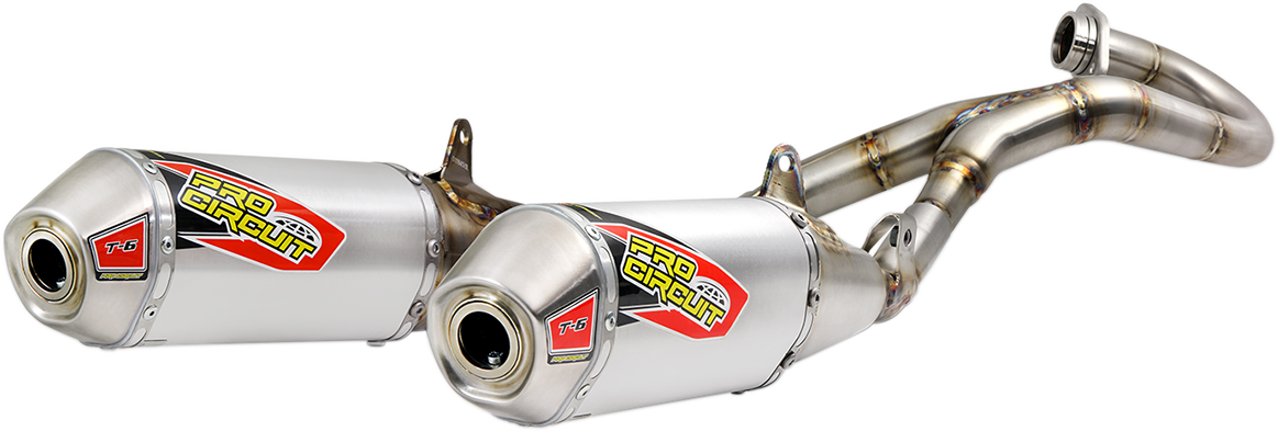 PRO CIRCUIT T-6 exhaust system with USFS approved spark arrestor, motorcycle or dirt bike exhaust component, black metal finish