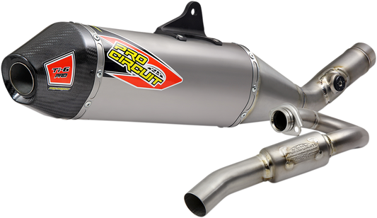 Pro Circuit Ti-6 Pro Exhaust System for AMA Supercross and Motocross, showcasing the lightweight titanium design and polished finish.