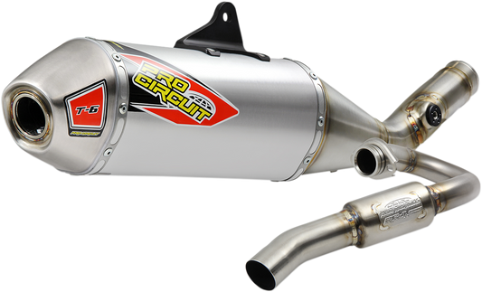 PRO CIRCUIT T-6 stainless steel exhaust system for off-road and closed course riding, shown in the image.
