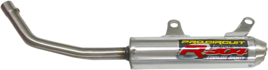 PRO CIRCUIT R-304 two-stroke silencer for closed-course racing, showing the black and silver exhaust with branding details.