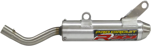 Pro Circuit R-304 Silencer SS04250-RE for two-stroke engines, showing the stainless steel muffler with branding details.