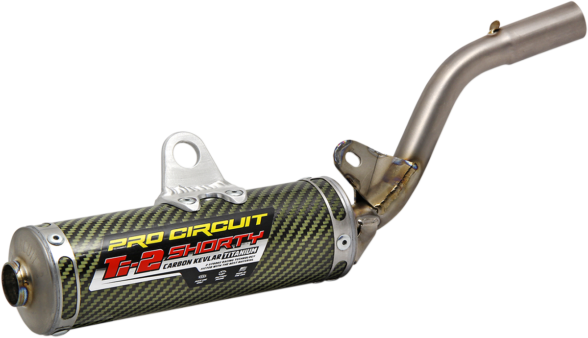 PRO CIRCUIT Ti-2 Silencer lightweight performance exhaust for closed-course racing, shown in the image.