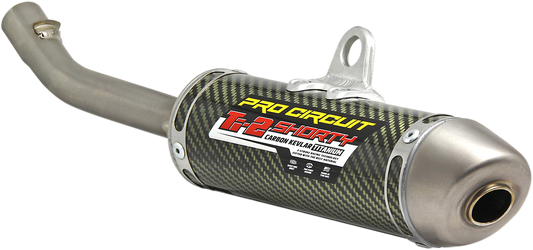 Pro Circuit Ti-2 Silencer for closed-course racing, shown in the image with a sleek metal finish and compact design.