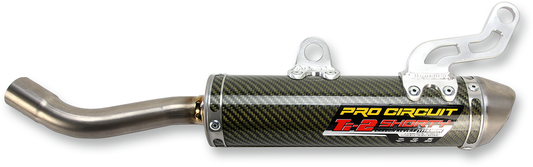 PRO CIRCUIT Ti-2 Silencer, lightweight performance exhaust for closed-course racing, shown in black with sleek design.