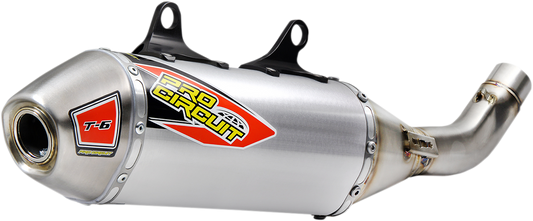 PRO CIRCUIT T-6 muffler for off-road bikes, stainless steel slip-on silencer with durable construction and sleek finish.