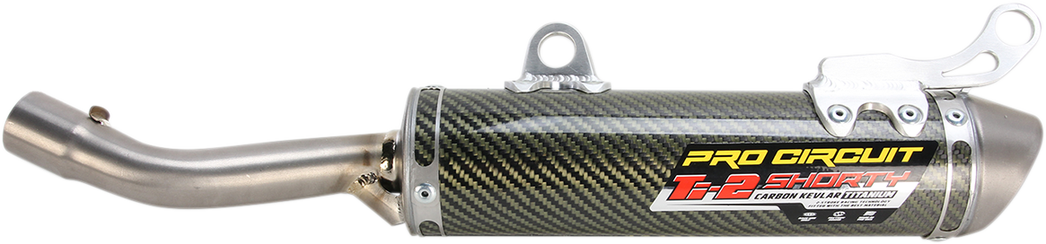 Pro Circuit Ti-2 Silencer for closed-course racing motorcycle, lightweight titanium exhaust component by PRO CIRCUIT.